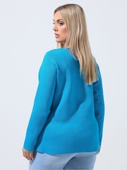 Yours Curve Blue Limited Compacted Knitted Cardigan - Image 4 of 7