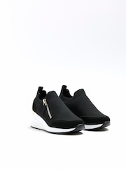 River Island Black/White Girls Drenched Wedge Trainers - Image 2 of 4