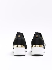 River Island Black/White Girls Drenched Wedge Trainers - Image 3 of 4