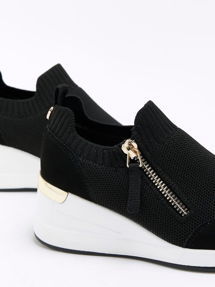 River Island Black/White Girls Drenched Wedge Trainers - Image 4 of 4