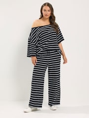 Yours Curve Black Slash Shoulder Stripe T-Shirt - Image 2 of 6