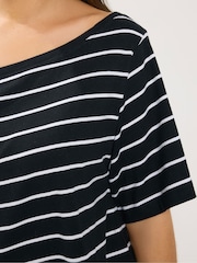 Yours Curve Black Slash Shoulder Stripe T-Shirt - Image 4 of 6