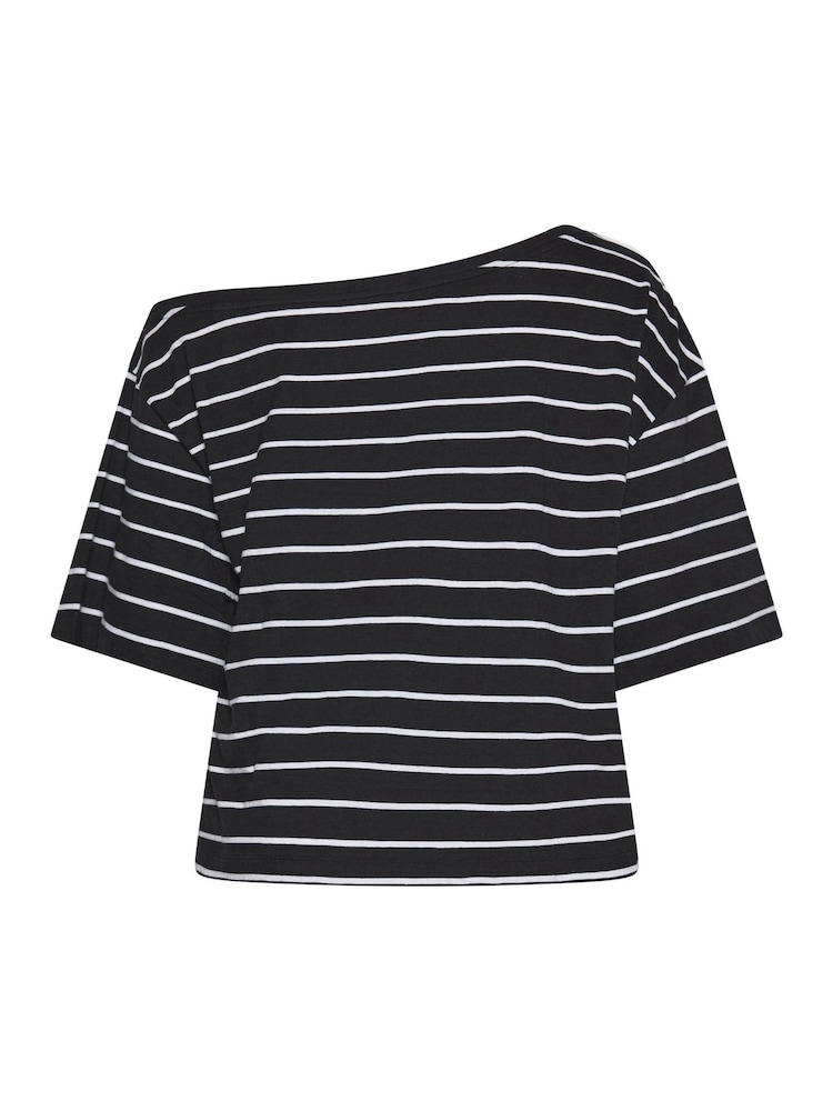 Yours Curve Black Slash Shoulder Stripe T-Shirt - Image 6 of 6 Yours Curve Black Slash Shoulder Stripe T-Shirt - Image 6 of 6