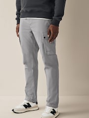 Grey Slim Lightweight Stretch Cargo Utility Trousers - Image 1 of 10