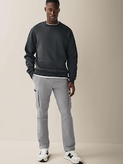 Grey Slim Lightweight Stretch Cargo Utility Trousers - Image 2 of 10