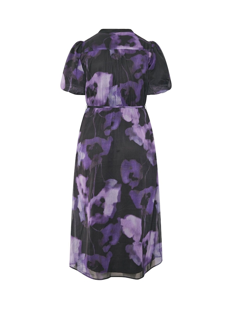 Yours Curve Purple London Puff Sleeve Shirt Dress - Image 6 of 6 Yours Curve Purple London Puff Sleeve Shirt Dress - Image 6 of 6