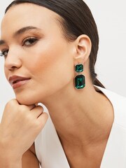 Green Stone Drop Earrings - Image 2 of 3