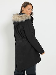블랙 - Yours Curve Faux Fur Parka Coat - 7의 이미지 4
