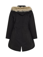 블랙 - Yours Curve Faux Fur Parka Coat - 7의 이미지 7