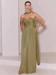 Lipsy Olive Green Bridesmaid Multiway Scarf Maxi Dress - Image 1 of 8