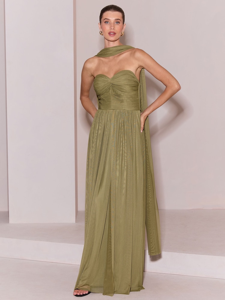Lipsy Olive Green Bridesmaid Multiway Scarf Maxi Dress - Image 1 of 8 Lipsy Olive Green Bridesmaid Multiway Scarf Maxi Dress - Image 1 of 8