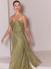 Lipsy Olive Green Bridesmaid Multiway Scarf Maxi Dress - Image 3 of 8