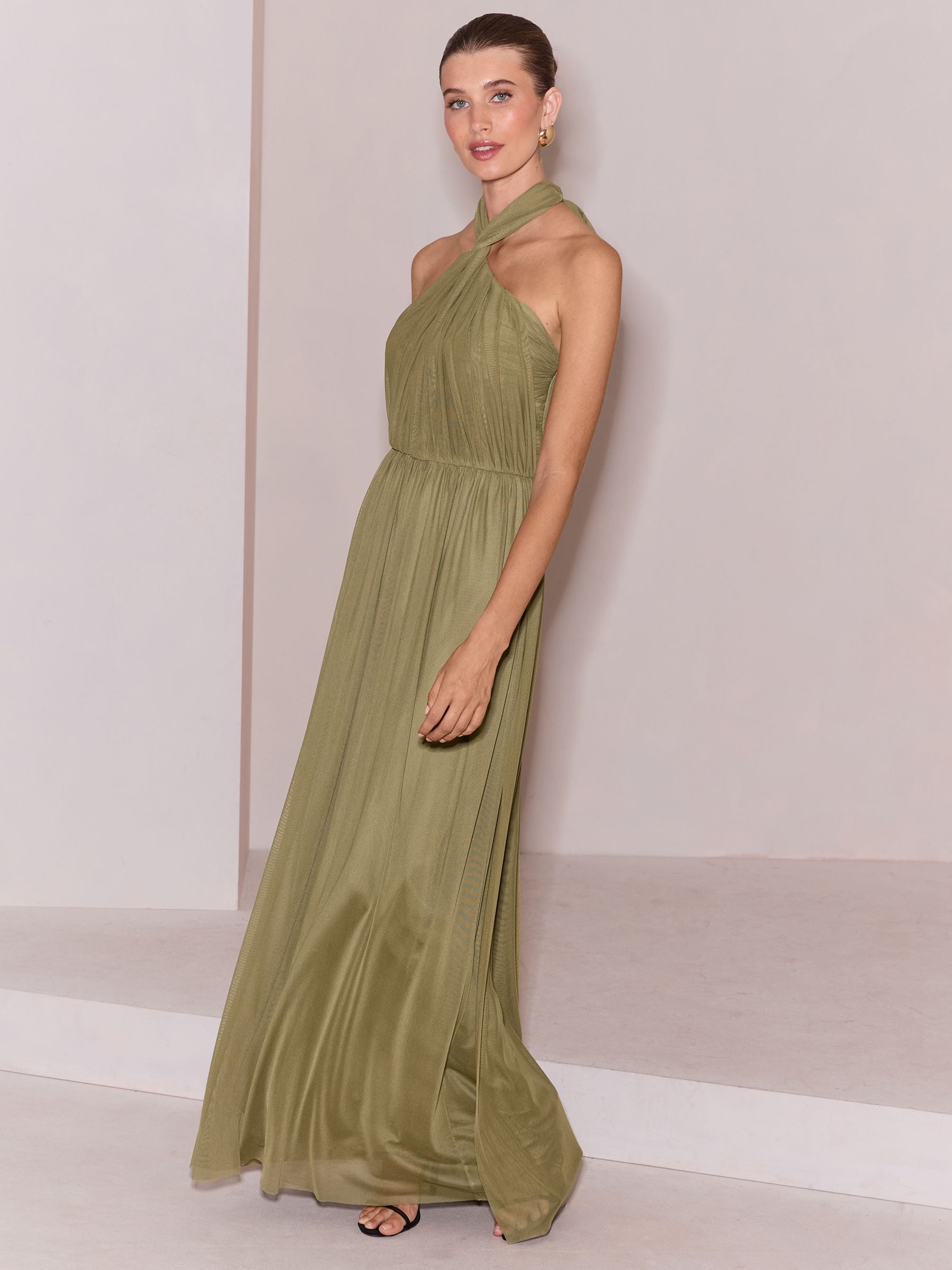 Buy Lipsy Olive Green Bridesmaid Multiway Scarf Maxi Dress from