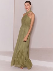 Lipsy Olive Green Bridesmaid Multiway Scarf Maxi Dress - Image 7 of 8
