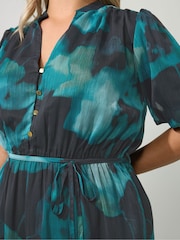Yours Curve Green London Puff Sleeve Shirt Dress - Image 4 of 6