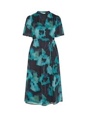Yours Curve Green London Puff Sleeve Shirt Dress - Image 5 of 6