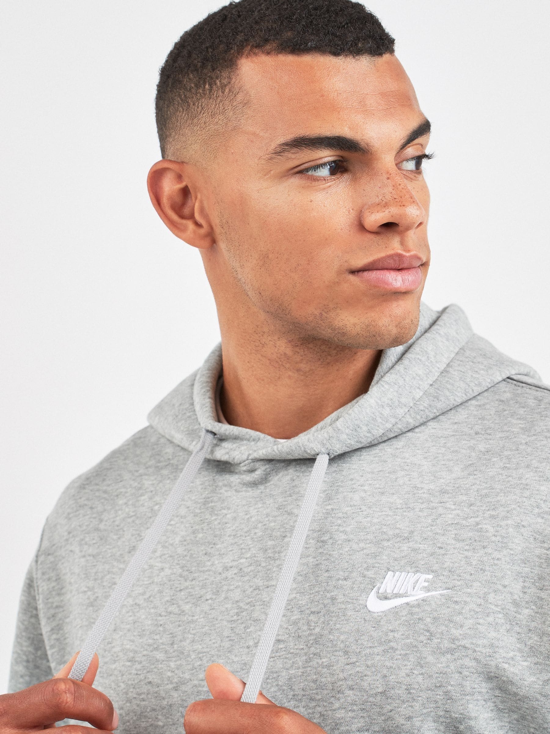 Buy Nike Grey Club Pullover Hoodie from Next Luxembourg