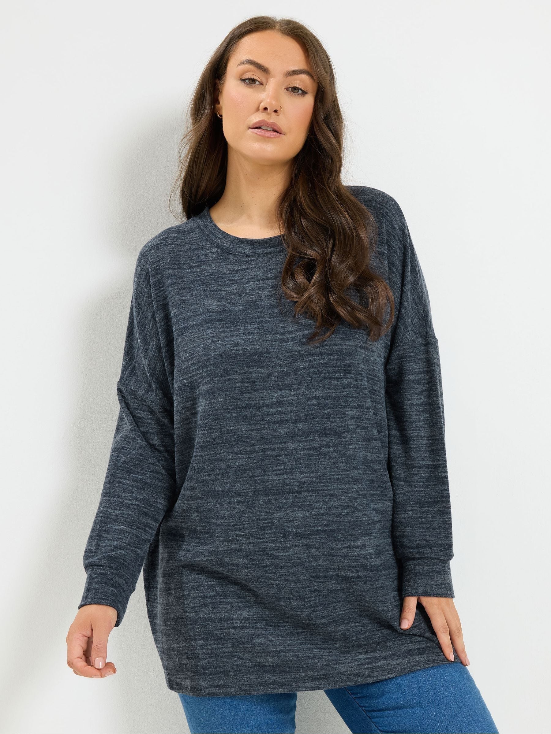 Yours Women's Blue Soft Touch Long Sleeve Jumper In | : 30/32 - Image 1