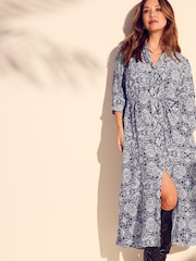 Myleene Klass Blue Paisley Printed Shirt Dress - Image 3 of 6