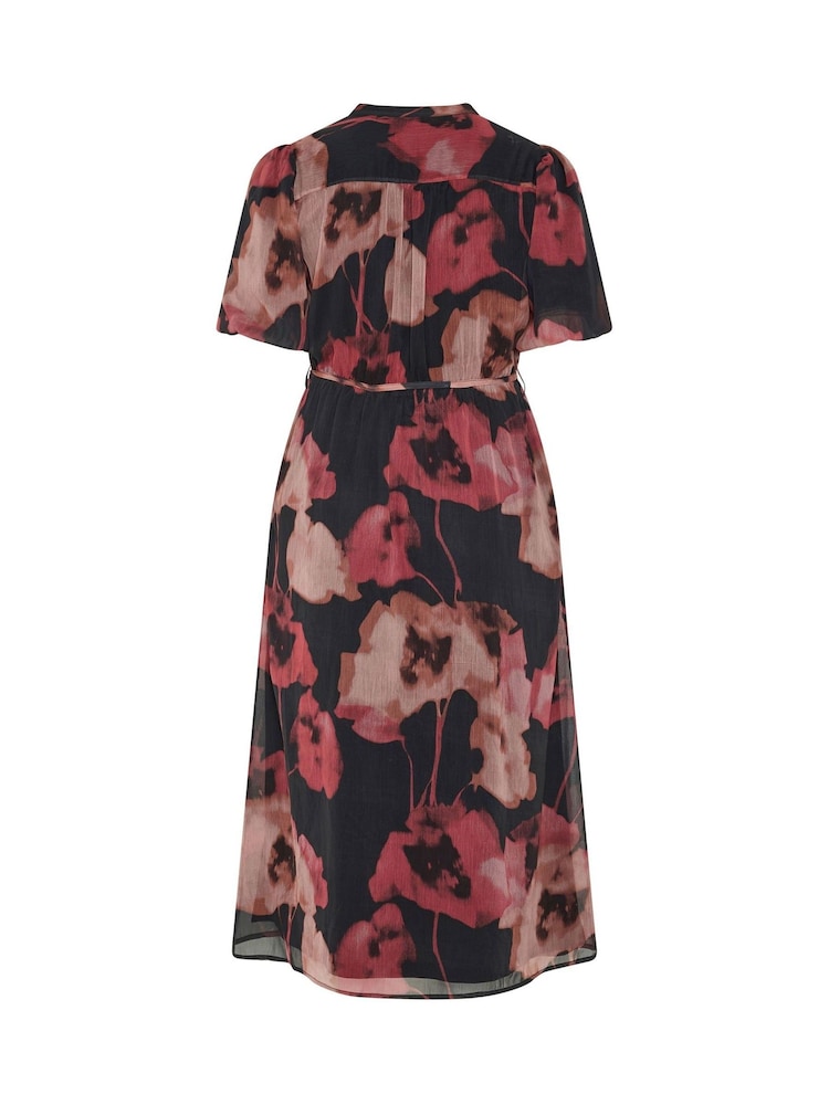 Yours Curve Red London Puff Sleeve Shirt Dress - Image 6 of 6