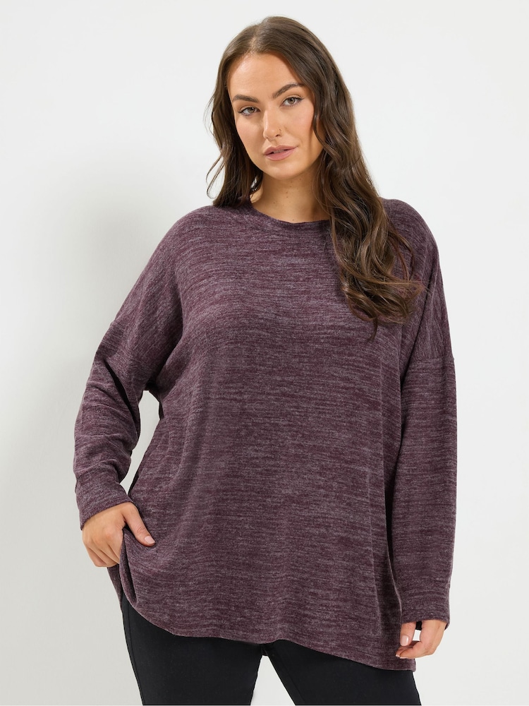 Yours Curve Purple Soft Touch Long Sleeve Jumper - Image 1 of 6