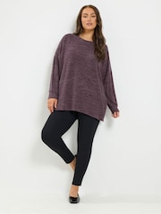 Yours Curve Purple Soft Touch Long Sleeve Jumper - Image 2 of 6