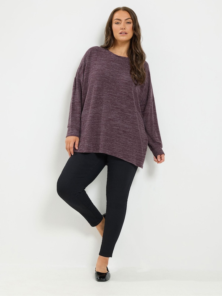 Yours Curve Purple Soft Touch Long Sleeve Jumper - Image 2 of 6