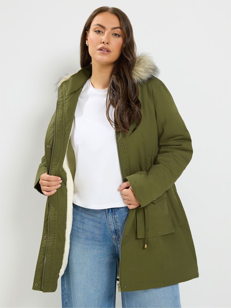 그린 - Yours Curve Faux Fur Parka Coat - 7의 이미지 2