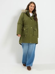 그린 - Yours Curve Faux Fur Parka Coat - 7의 이미지 3