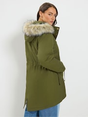 그린 - Yours Curve Faux Fur Parka Coat - 7의 이미지 4