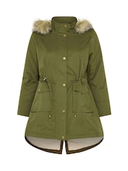 그린 - Yours Curve Faux Fur Parka Coat - 7의 이미지 6