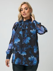 Yours Curve Black London Dramatic Side Bow Blouse - Image 1 of 6