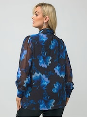 Yours Curve Black London Dramatic Side Bow Blouse - Image 3 of 6