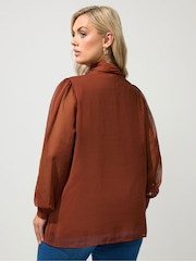 Yours Curve Brown London Dramatic Side Bow Blouse - Image 3 of 6