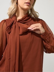Yours Curve Brown London Dramatic Side Bow Blouse - Image 4 of 6