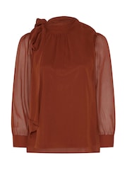 Yours Curve Brown London Dramatic Side Bow Blouse - Image 5 of 6