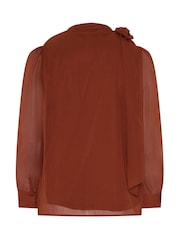 Yours Curve Brown London Dramatic Side Bow Blouse - Image 6 of 6