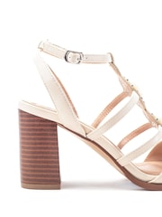 Moda in Pelle White Megarah Stone Detail Block Heel Sandals - Image 2 of 3