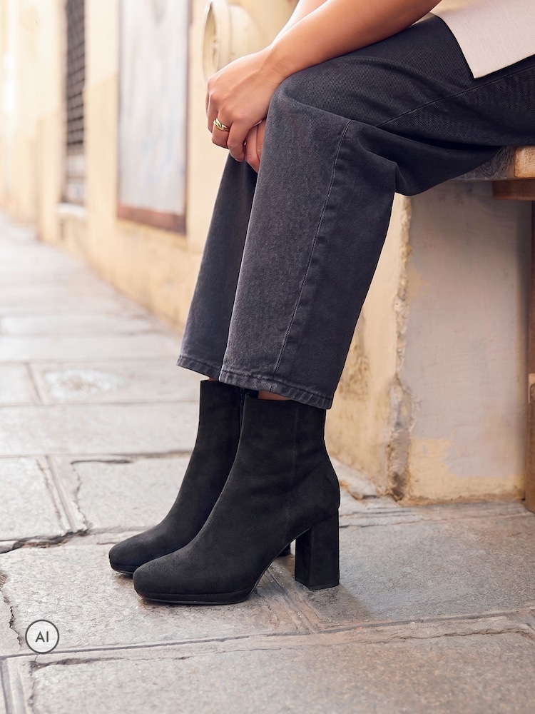 Crno - Linzi Merit Platform Block Heel Ankle Boots - Slika 1 od 5