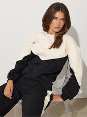 Long Tall Sally Black Contrast Colour Block Sweatshirt - Image 1 of 5