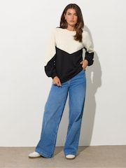 Long Tall Sally Black Contrast Colour Block Sweatshirt - Image 3 of 5