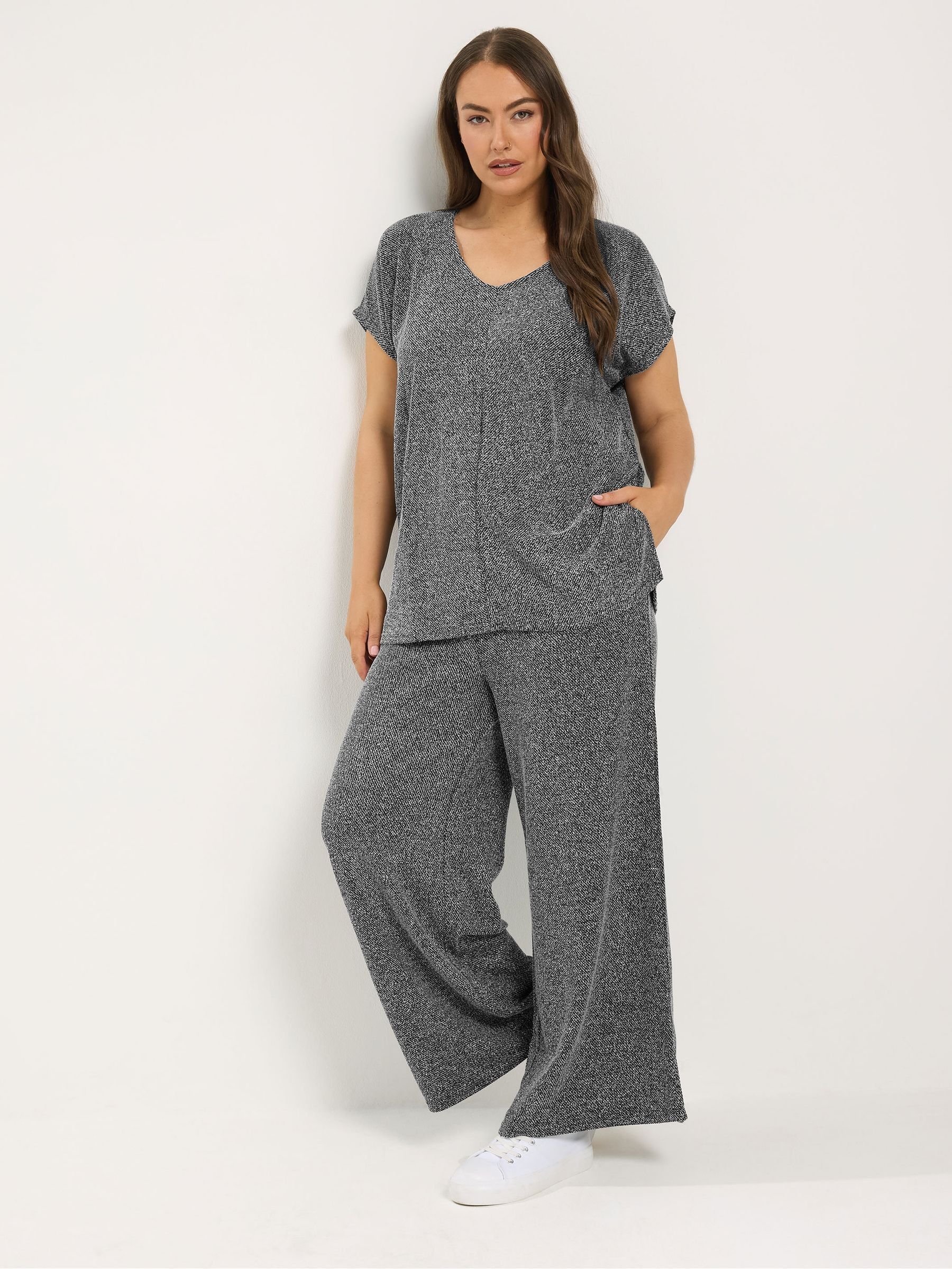 Yours Curve Women's Grey Formal Co-Ord Top & Trousers Set