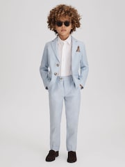 Reiss Soft Blue Kin 9-13 yrs Slim Fit Single Breasted Linen Blazer - Image 1 of 6