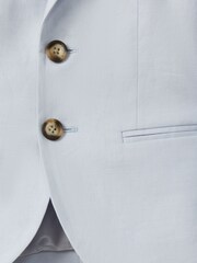 Reiss Soft Blue Kin 9-13 yrs Slim Fit Single Breasted Linen Blazer - Image 4 of 6