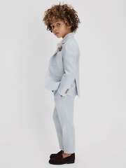 Reiss Soft Blue Kin 9-13 yrs Slim Fit Single Breasted Linen Blazer - Image 5 of 6