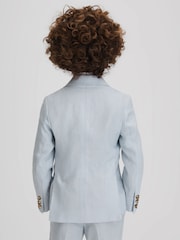 Reiss Soft Blue Kin 9-13 yrs Slim Fit Single Breasted Linen Blazer - Image 6 of 6