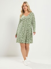Yours Curve Green Ribbed Tunic Top - Image 1 of 6