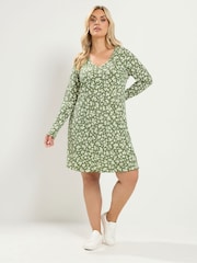 Yours Curve Green Ribbed Tunic Top - Image 2 of 6