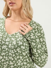Yours Curve Green Ribbed Tunic Top - Image 4 of 6