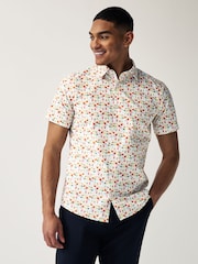 White/Multicoloured Cocktail Regular Fit Printed Short Sleeve Shirt - Image 1 of 7
